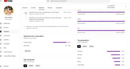 1.357 MLN Monetized Indonesia-Germany-Russian-Mexico-USA Channel, earned 50360$